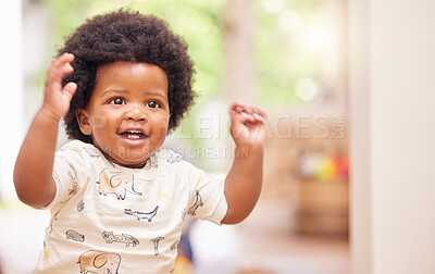 Buy stock photo Shot of a cute baby playing at home
