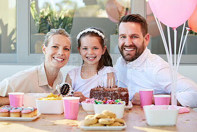Buy stock photo Shot of a little girl celebrating her birthday at home