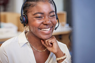 Buy stock photo Shot of a beautiful young woman working in a call center