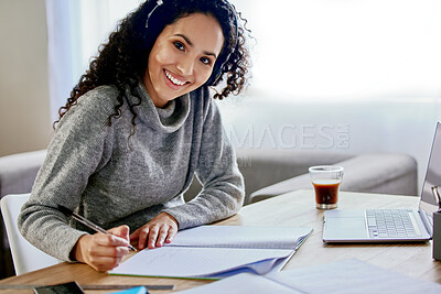 Buy stock photo Shot of a young woman working from home