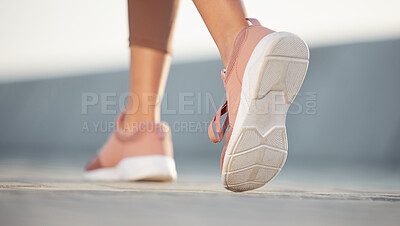 Buy stock photo Closeup shot of an unrecognisable woman running outdoors