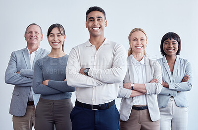 Buy stock photo Portrait of a group of businesspeople working in a modern office