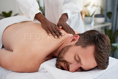 Buy stock photo Shot of a man enjoying a day at the spa