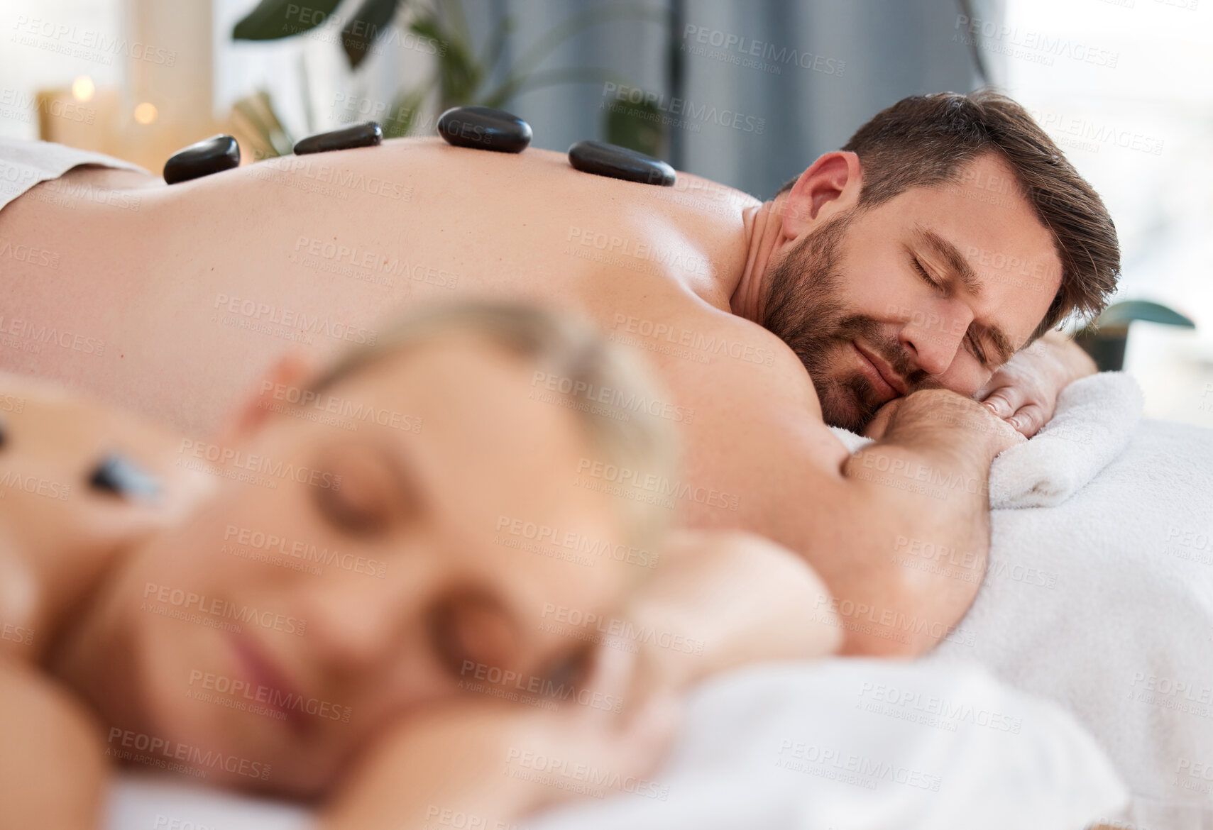 Buy stock photo Shot of a couple enjoying a day at the spa