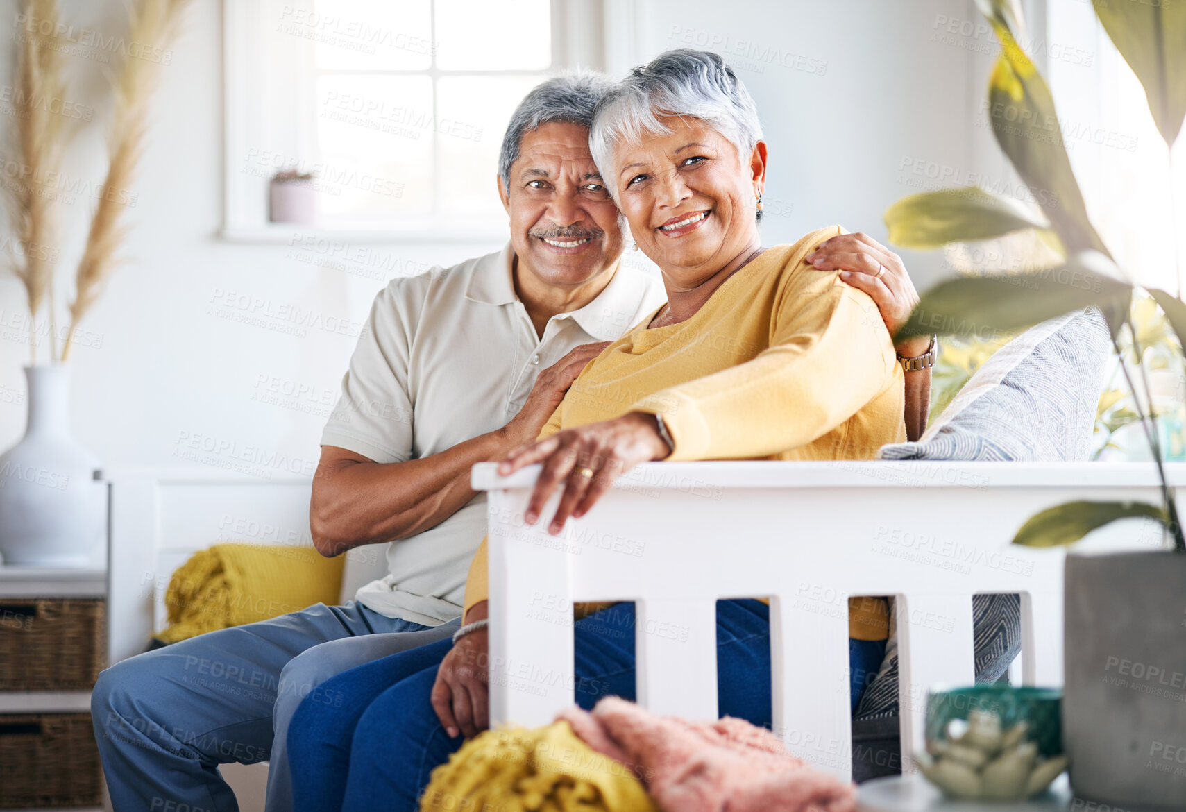 Buy stock photo Shot of a senior couple relaxing at home