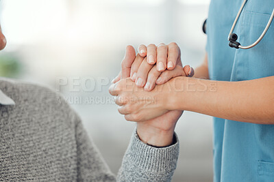 Buy stock photo Cropped shot of an unrecognizable doctor offering their patient support in a hard time