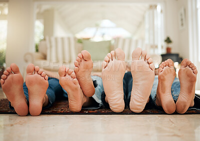 Buy stock photo Shot of a family lying down