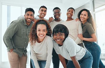 Buy stock photo Shot of a diverse group of people standing together after group therapy