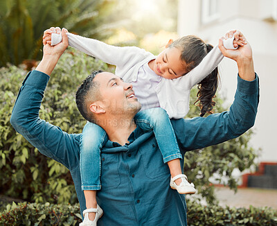 Buy stock photo Shot of a father and daughter bonding outdoors