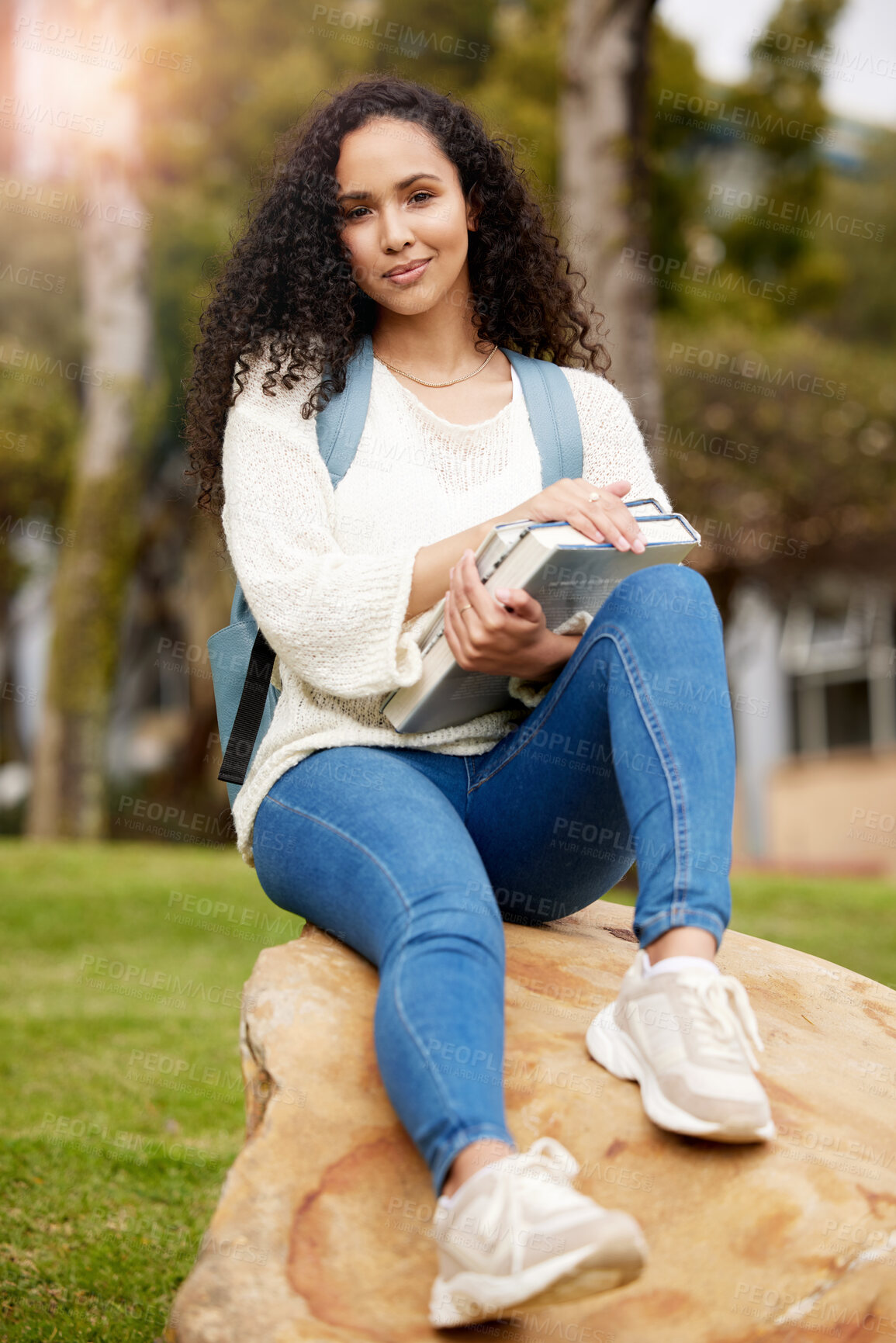 Buy stock photo Shot of a young woman studying at college