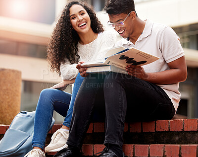 Buy stock photo Shot of two young college students at college