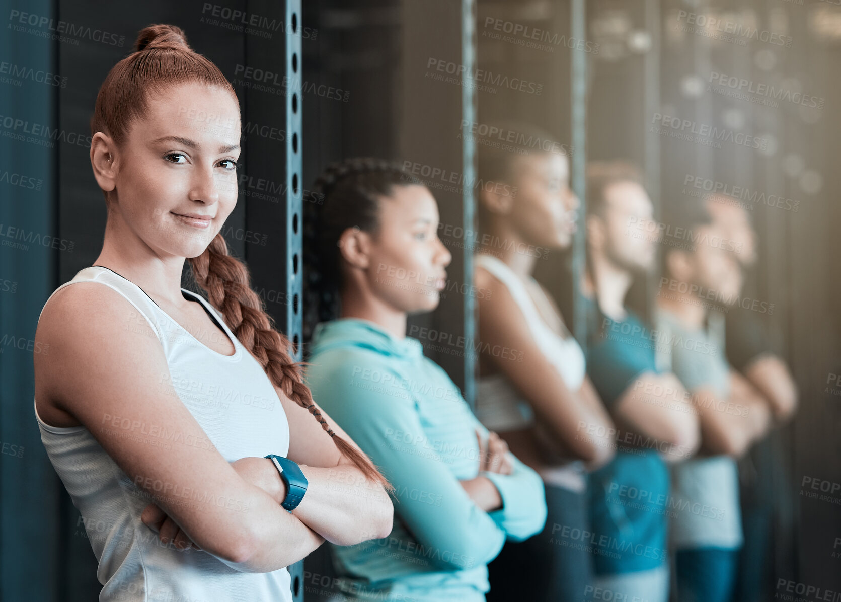 Buy stock photo Shot of a young woman ready and waiting to workout