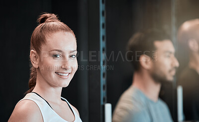 Buy stock photo Shot of a beautiful young woman at the gym