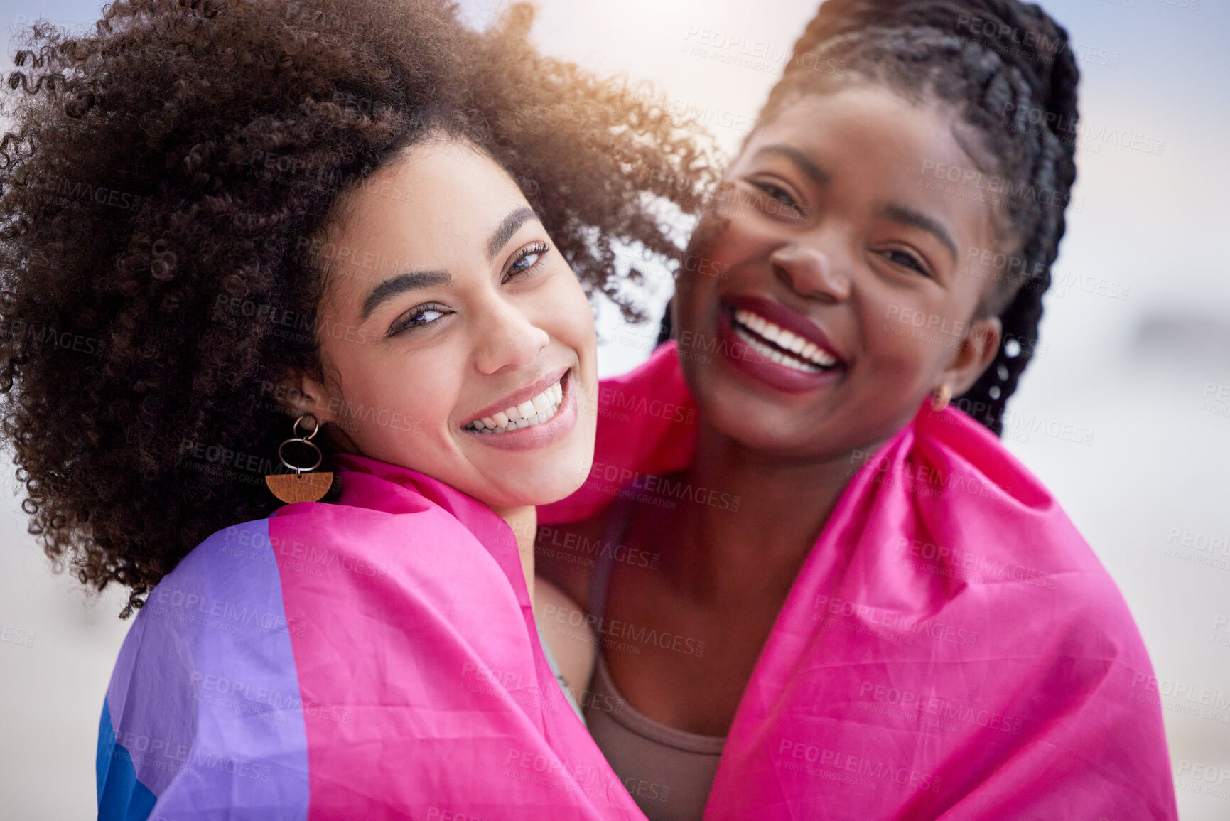 Buy stock photo Shot of two young women spending time together outdoors