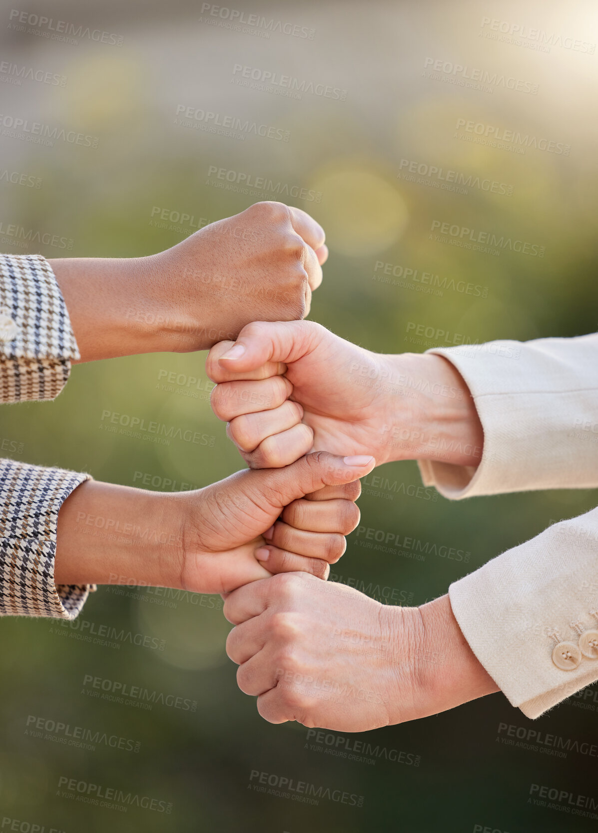 Buy stock photo Shot of a group of unrecognizable businesspeople stacking their hands