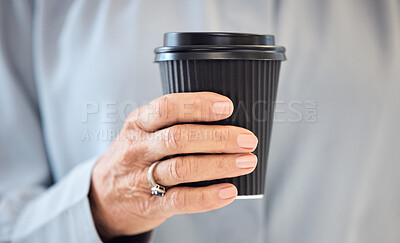 Buy stock photo Closeup shot of an unrecognisable businesswoman holding a coffee cup