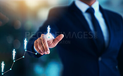 Buy stock photo Cropped shot of an unrecognisable businessman standing alone in the office and showcasing development