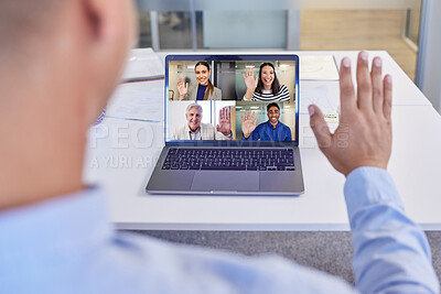 Buy stock photo Shot of a group of businesspeople in a virtual meeting
