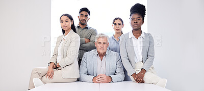Buy stock photo Portrait of a group of confident businesspeople in an office