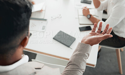 Buy stock photo Shot of a businessman in a meeting at work