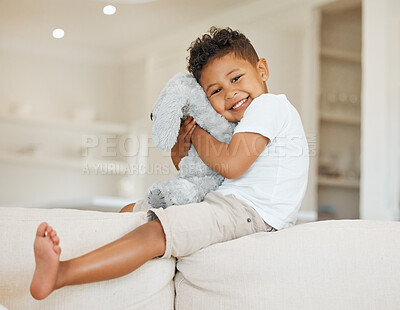 Buy stock photo Shot of a boy playing at home