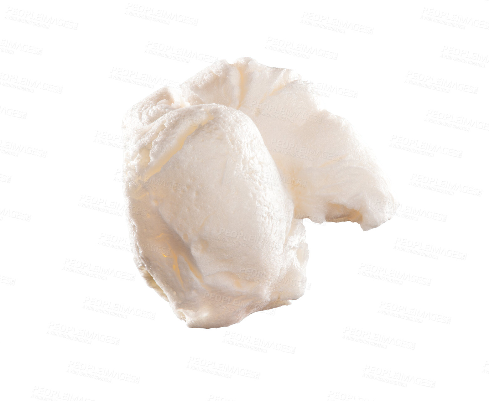 Buy stock photo Corn, single and popcorn snack in studio for nutrition or carbs, diet and food isolated on white background. Air popped, grain and texture or detail of kernel for healthy calorie or digestive system.