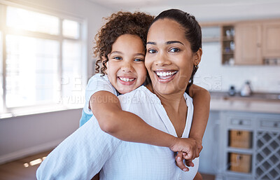 Buy stock photo Portrait of a little girl bonding with her mother at home