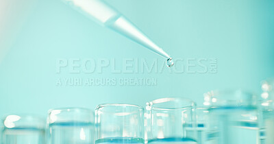 Buy stock photo Shot of a dropper and beakers in a laboratory