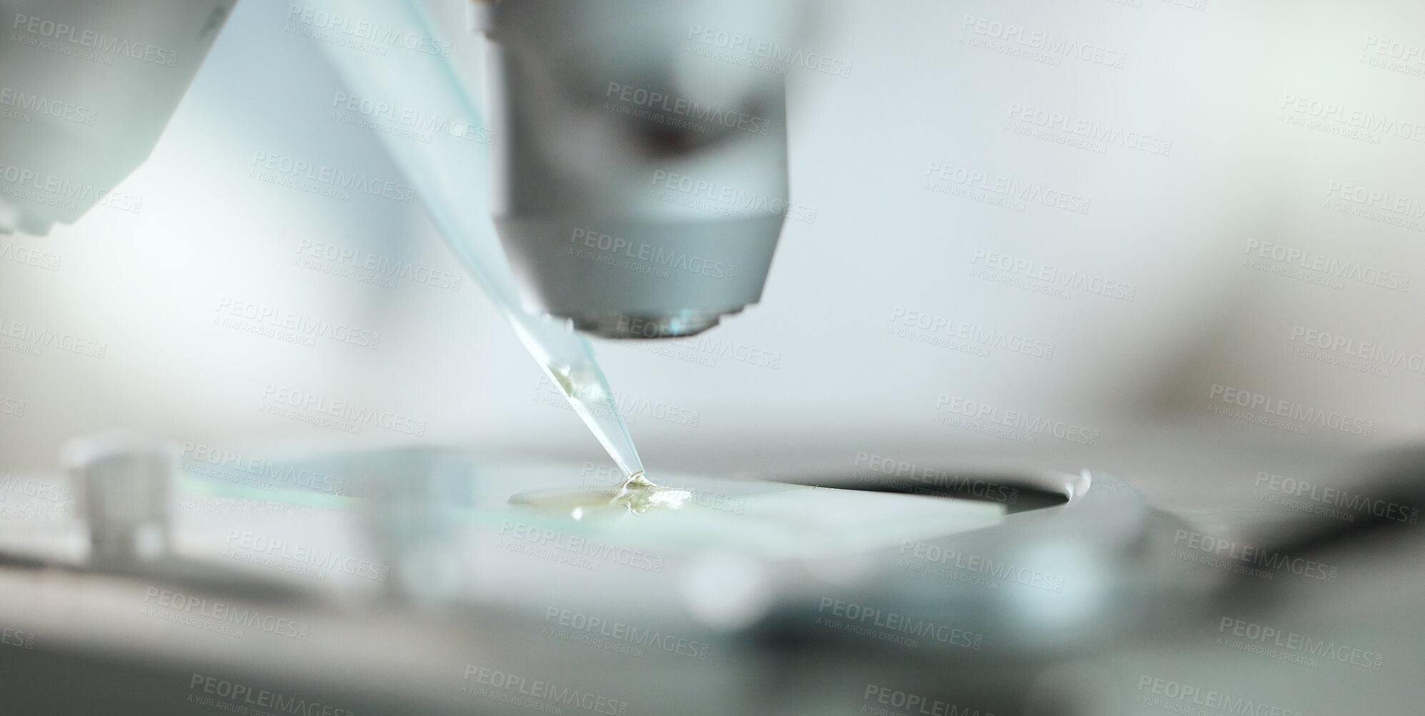 Buy stock photo Shot of a microscope in a laboratory