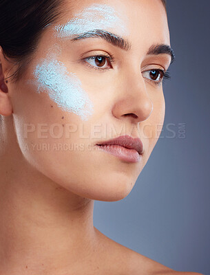 Buy stock photo Studio shot of a beautiful young woman posing against a grey background