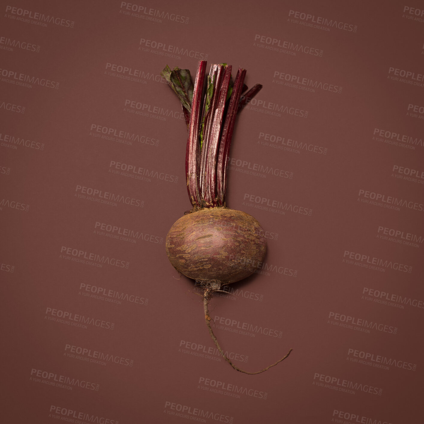 Buy stock photo Nutrition, beetroot and healthy in studio, vegetable and space for food, wellness and diet with vitamin. Organic, raw and ingredients for dinner of salad, meal and crop for menu of vegan in mockup