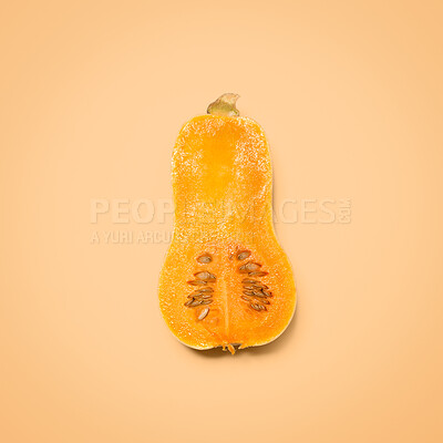 Buy stock photo Shot of a butternut squash against a studio background