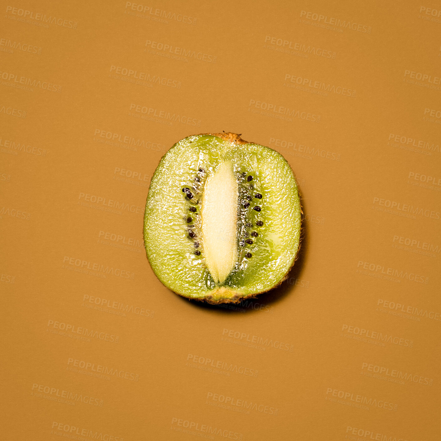 Buy stock photo Kiwi, fruit and studio on background as ingredient for snack, nutrition and diet. Isolated Food, organic and natural with healthy meal for wellness, health and self care with vitamins and wellbeing