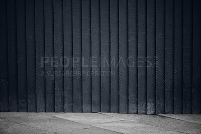 Buy stock photo Empty, wall and paint on wood, texture and color with pattern, architecture and design of apartment. Material, dark and detail for building, dirty and maintenance of house, plank and rough timber