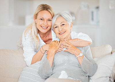 Buy stock photo Shot of a mother and daughter spending time together at home