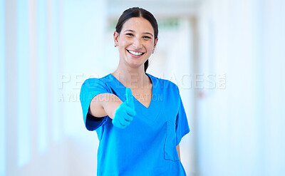 Buy stock photo Shot of a young beautiful dental assistant giving the thumbs up