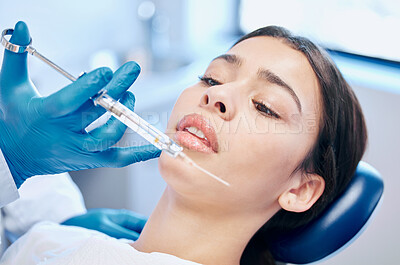 Buy stock photo Shot of a dental patient about to receive an injection