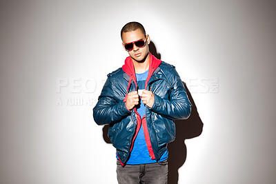 Buy stock photo Man fashion model posing against a studio background