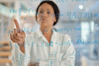 Buy stock photo Shot of a young lab tech brainstorming ideas by herself