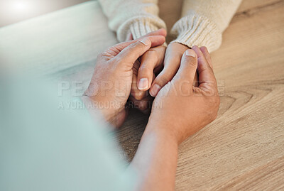 Buy stock photo Cropped shot of two unrecognizable women holding hands