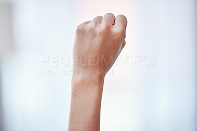 Buy stock photo Closeup shot of an unrecognisable woman making a fist with her hand