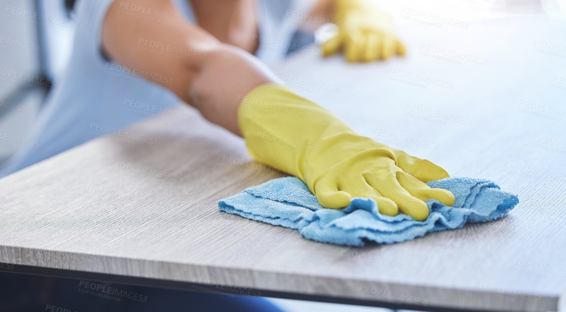 Buy stock photo Shot of an unrecognizable woman cleaning her apartment