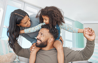Buy stock photo Shot of a happy family relaxing together at home