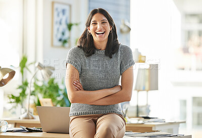 Buy stock photo Shot of a young businesswoman taking a break from work