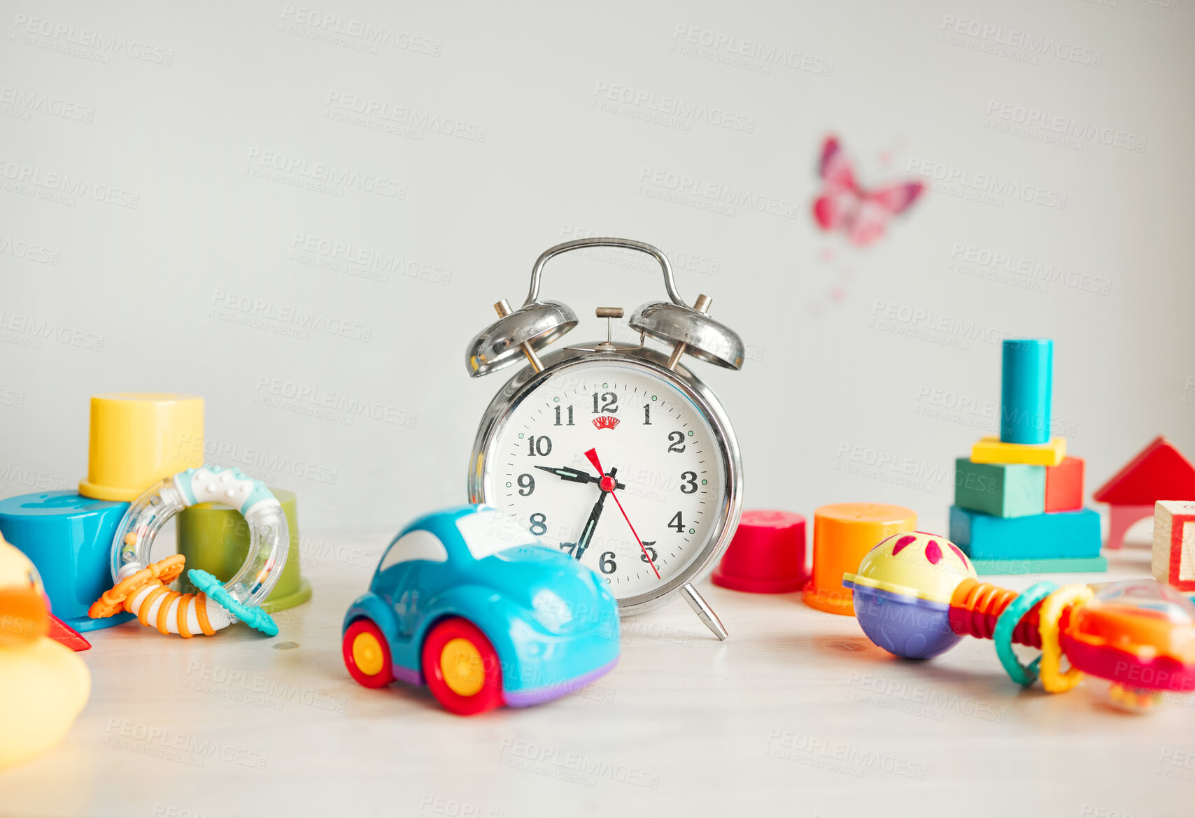 Buy stock photo Shot of a collection of toys against a studio background