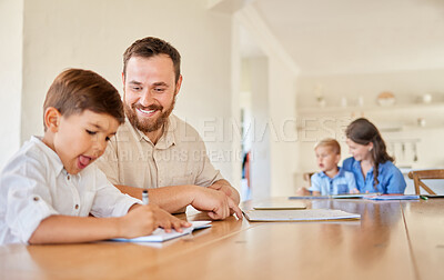 Buy stock photo Shot of a young mother and father helping their sons with his homework using a laptop