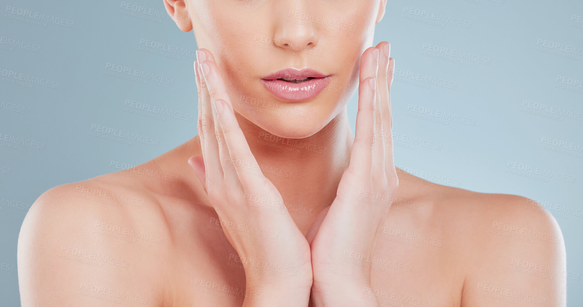 Buy stock photo Closeup shot of a beautiful young woman with flawless skin