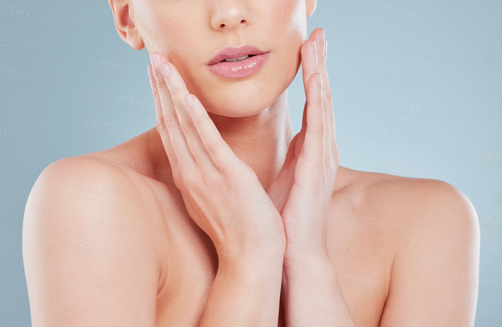 Buy stock photo Closeup shot of a beautiful young woman with flawless skin