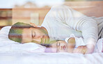 Father daughter bed baby sleeping dreaming