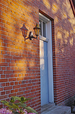 Buy stock photo Brick house and closed door